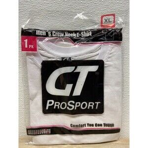 GT Pro Sport Men Crew Neck T-Shirt White Short Sleeves Size: XL